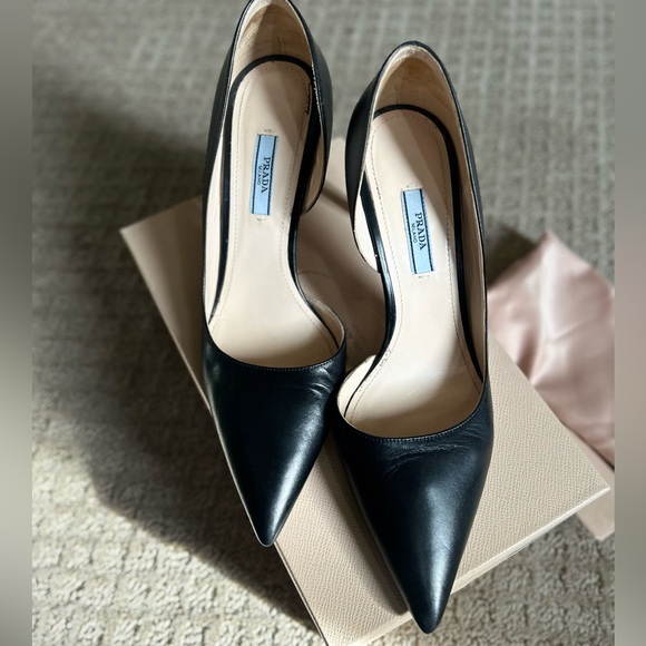 Prada Calzature Donna Nero Vit Lux 3 Heels D’Orsay 40/10 - Picture 1 of 12